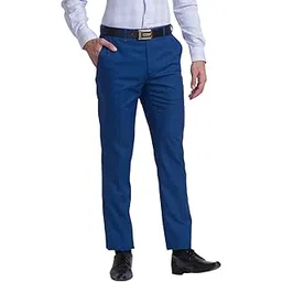 raymond Men's Polyviscose Blend Checks Pattern Contemporary Fit Flat Front Formal Trouser-picture-31