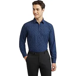 raymond Men's Pure Cotton Print Pattern Slim Fit Regular Collar Full Sleeve Casual Shirt-picture-24