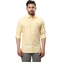 raymond Men's Pure Cotton Solid Pattern Slim Fit Regular Collar Full Sleeve Casual Shirt-picture-39