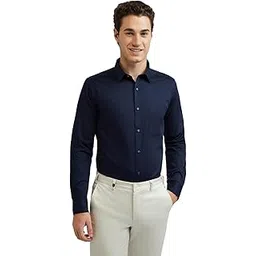 raymond Men's Pure Cotton Solid Pattern Slim Fit Semi Cutaway Collar Full Sleeve Formal Shirt-picture-22