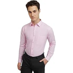 raymond Men's Pure Cotton Solid Pattern Slim Fit Semi Cutaway Collar Full Sleeve Formal Shirt-picture-28