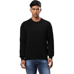 raymond Men's Regular Fit Acrylic Wool Blend Rib Collar V Neck Structure Cable Pattern Full Sleeve Sweater-picture-33