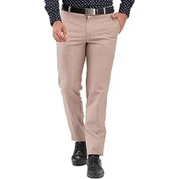 raymond Men's Slim Fit Checks Pattern Poly Viscose Blend Flat Front Formal Trouser-picture-15