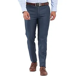 raymond Men's Slim Fit Checks Pattern Poly Viscose Blend Flat Front Formal Trouser-picture-17