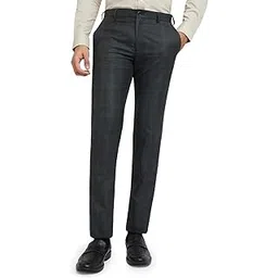 raymond Men's Slim Fit Checks Pattern Poly Viscose Blend Flat Front Formal Trouser (Size: 38)-RMTS05361-G7 Dark Grey-picture-33