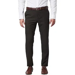 raymond Men's Slim Fit Polyviscose Blend Flat Front Checks Pattern Dark Grey Formal Trouser-picture-12