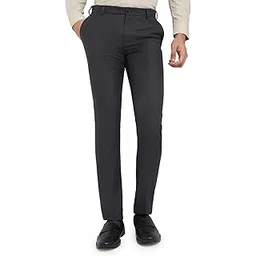 raymond Men's Slim Fit Solid Pattern Poly Viscose Blend Flat Front Formal Mid Rise Trouser (Size: 34)-RMTS05400-G8 Dark Grey-picture-32