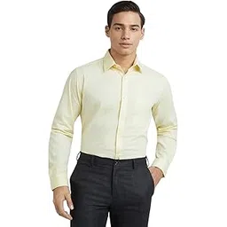 raymond Men's Slim Fit Solid Pattern Pure Cotton Semi Cut Away Collar Full Sleeve Formal Shirt-picture-29