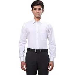 raymond Men's Slim Fit Solid Pattern Pure Cotton Semi Cut Away Collar Full Sleeve Formal Shirt-picture-31