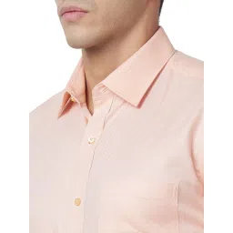 Raymond Orange Cotton Classic Fit Texture Shirts image 5