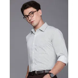 Raymond Self-Striped Slim Fit Pure Cotton Formal Shirt image 1