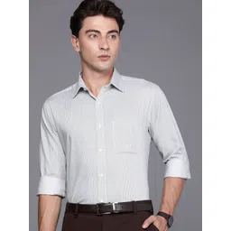 Raymond Self-Striped Slim Fit Pure Cotton Formal Shirt image 4