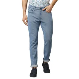 Raymond Sky Blue Slim Fit Lightly Washed Jeans-picture-11