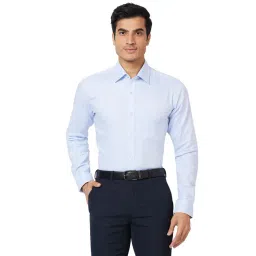 Raymond Sky Blue Slim Fit Self Design Shirt-picture-20