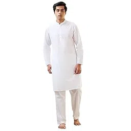 raymond SleepZ Men Comfort Fit Solid Pattern Pure Cotton Mandrin Collar Kurta-picture-39