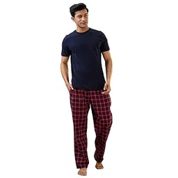 raymond SleepZ Men Regular Fit Checks Pattern Pure Cotton Pyjama-picture-10