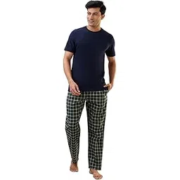 raymond SleepZ Men Regular Fit Checks Pattern Pure Cotton Pyjama-picture-14