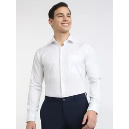 Raymond Striped Pure Cotton Contemporary Fit Semicutaway Formal Shirt-picture-12