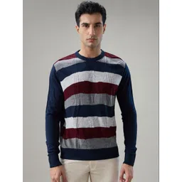 Raymond Striped Round Neck Pullover Sweater-picture-28