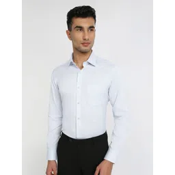 Raymond Structure Pattern Printed Pure Cotton Cutaway Collar Formal Shirt-picture-14