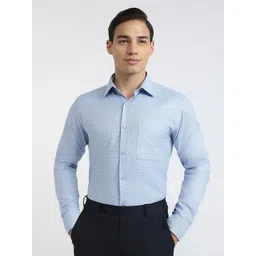 Raymond Structure Pattern Printed Pure Cotton Slim-Fit Cutaway Collar Formal Shirt-picture-12