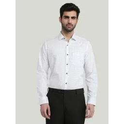 Raymond White Pure Cotton Slim Fit Printed Shirt-picture-42