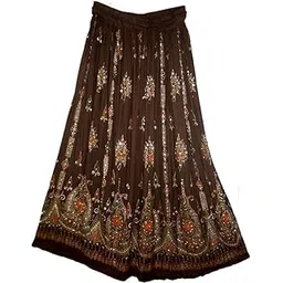 Rayon Long Skirt with Sequin Work, Traditional Indian Designer Women's Dress-picture-56