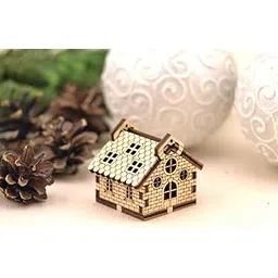 Raystar Wooden Miniature Cottage House Models, DIY Assembly Set of 6, Natural Wood, 3 x 3 x 3 CM-image-15