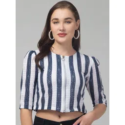 RAYWARE Women Colourblocked Crop Shrug-picture-16