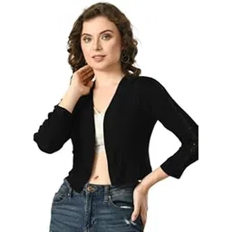 rayware Women's Short Full Zipper Cut Design Shrug Top-picture-35