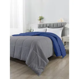 RAZZAI Blue Microfiber Mild Winter 210GSM Reversible Solid Comforters Double Bed Comforter-picture-16