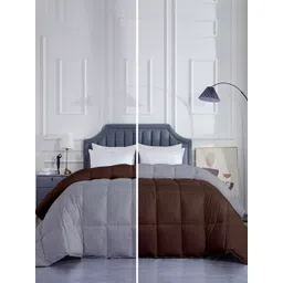 RAZZAI Grey & Coffee Brown Microfiber Mild Winter 300 GSM Reversible Double Bed Comforter-picture-19