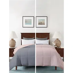 RAZZAI Peach-Coloured & Grey Microfiber Mild Winter 210 GSM Single Bed Comforter-picture-24