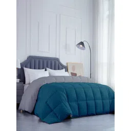 RAZZAI Teal & Silver-Toned Microfiber Mild Winter 300 GSM Double Bed Comforter-picture-10