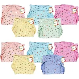 RBC RIYA R Baby Diaper New Born Baby's Cloth Diapers | Langot | Nappy | Cotton | Washable | Reusable | Nappies | Langot | Infants Boy Girl (Multicolour) - Pack of 10-picture-10