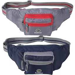 rc rexcuir Combo Polyester Waist Bag for Men and Women/Money Belt with Adjustable Strap/Fanny Pack for Hiking Travel Camping Running Sports Outdoors (Grey & Navy Blue)-picture-16