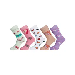 RC. ROYAL CLASS Girls Pack Of 5 Patterned Terry Calf Length Socks-picture-31