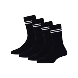 RC. ROYAL CLASS Kids Black Pack of 4 Striped Cotton Calf-Length Socks-picture-40
