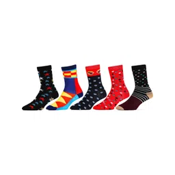 RC. ROYAL CLASS Kids Pack Of 5 Pairs Pattern Organic Cotton Calf-Length Socks-picture-32