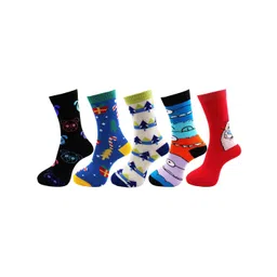 RC. ROYAL CLASS Kids Pack Of 5 Patterned Organic Cotton Calf Length Socks-picture-35