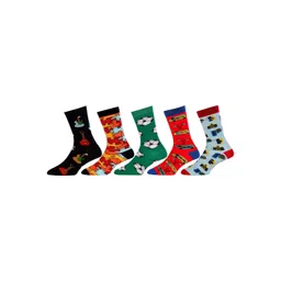 RC. ROYAL CLASS Kids Pack Of 5 Patterned Organic Cotton Calf-Length Socks-picture-34