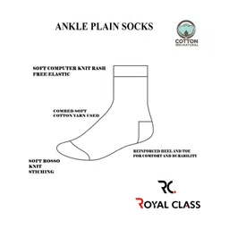 RC. ROYAL CLASS Pack of 5 Kids Black Ankle Length Solid Cotton Socks image 2
