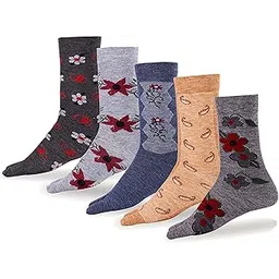 rc. royal class Women's Calf Length Floral Designs Thumb Woolen Multicolored Socks(Pack of 5 Pairs)-picture-12