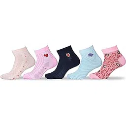 rc. royal class Women's Ankle Self Design Premium Cotton Multicolored Thumb Socks (Pack of 5 Pairs) image 1