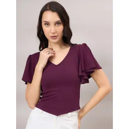 R.Code by The Roadster Life Co. Flutter Sleeve Top-picture-29