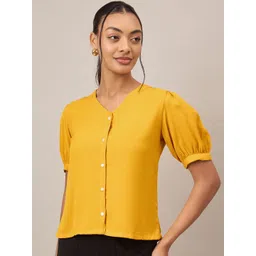 R.Code by The Roadster Life Co. Puff Sleeves Shirt Style Top-picture-10