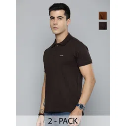 r.code by the roadster life co. R.Code by The Roadster Lifestyle Co. Men Regular Fit Pack Of 2 Solid Polo Cotton T-shirts-picture-18