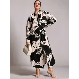 R.Code by The Roadster Life Co. Women Abstract Print Shirt Maxi Dress image 3