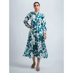 R.Code by The Roadster Life Co. Women Abstract Printed Tie-Ups Fit and Flare Dress-picture-17