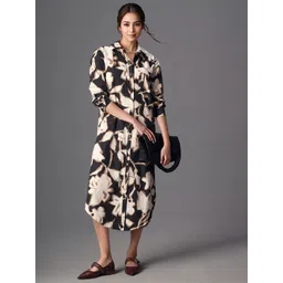 R.Code by The Roadster Life Co. Women Floral Printed Cuffed Sleeve Shirt Midi Dress-picture-28